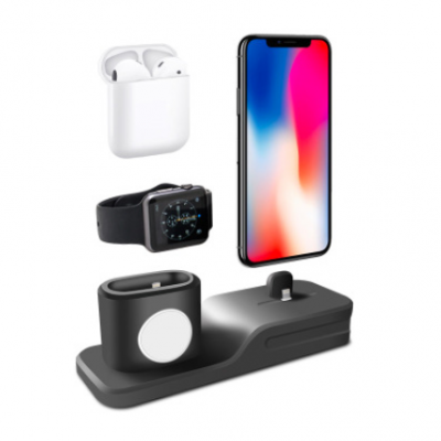 2020 New Trends 3 in 1 Silicone Support Holder For iPhone Airpods iWatch Charging Cable Easy Collect Charger Stand